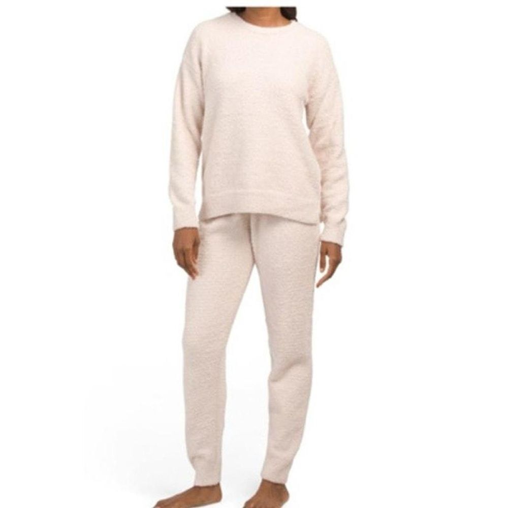 Cupcakes and Cashmere Women's Teddy Fleece Lounge Set Fluffy Cozy Crew Neck Sz M
